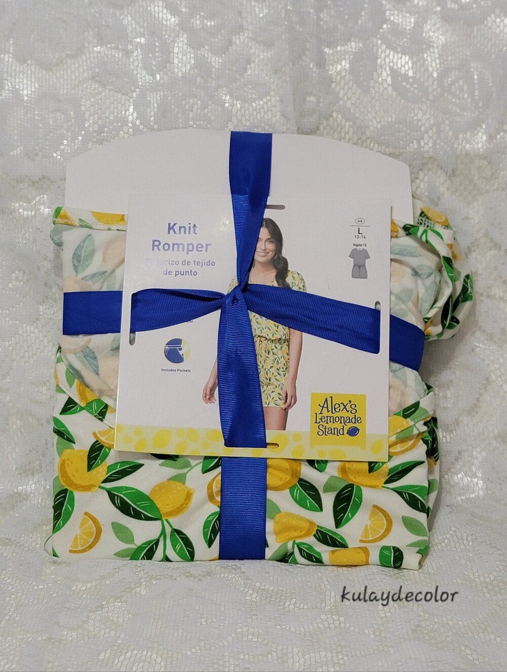 Alex's Lemonade Stand Women's Lemon Print Knit Romper NWT Aldi Finds Sold Out L